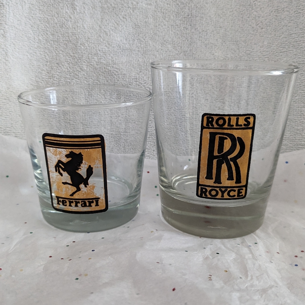 18kt Gold Rolls Royce and Ferrari Car Emblem Glasses